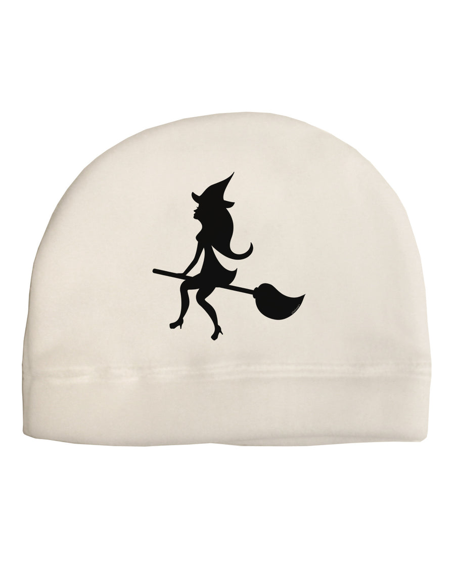 Cute Witch on Broom Silhouette Halloween Child Fleece Beanie Cap Hat-Beanie-TooLoud-White-One-Size-Fits-Most-Davson Sales