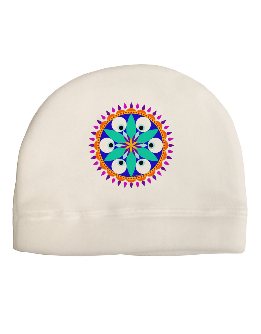 Evil Eye Protection Mandala Adult Fleece Beanie Cap Hat by-Beanie-TooLoud-White-One-Size-Fits-Most-Davson Sales