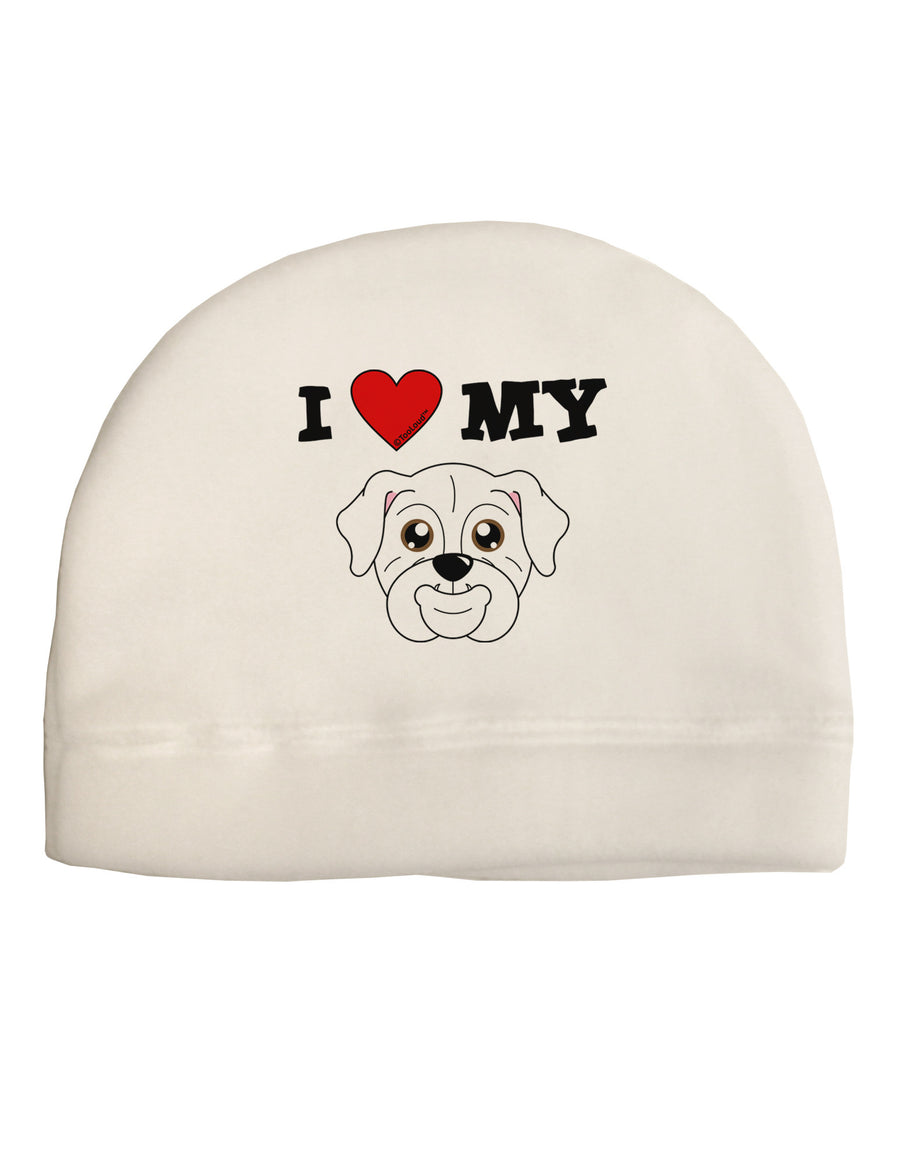 I Heart My - Cute Bulldog - White Adult Fleece Beanie Cap Hat by TooLoud-Beanie-TooLoud-White-One-Size-Fits-Most-Davson Sales