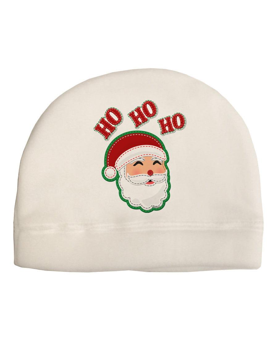 Ho Ho Ho Santa Claus Face Faux Applique Adult Fleece Beanie Cap Hat-Beanie-TooLoud-White-One-Size-Fits-Most-Davson Sales