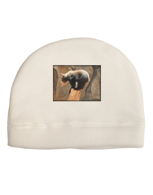 Balancing Bear Cub Adult Fleece Beanie Cap Hat-Beanie-TooLoud-White-One-Size-Fits-Most-Davson Sales