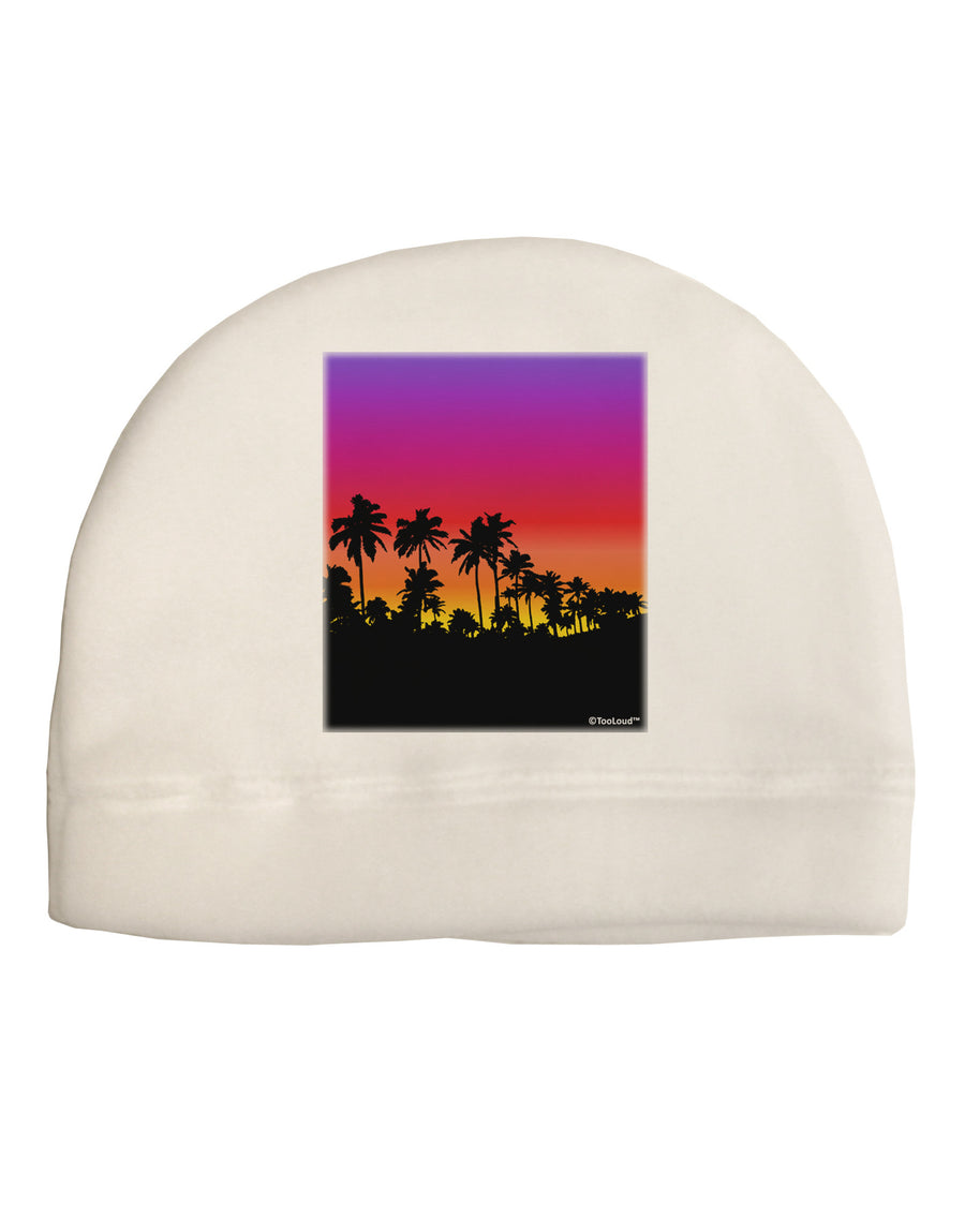 Palm Trees and Sunset Design Adult Fleece Beanie Cap Hat by TooLoud-Beanie-TooLoud-White-One-Size-Fits-Most-Davson Sales