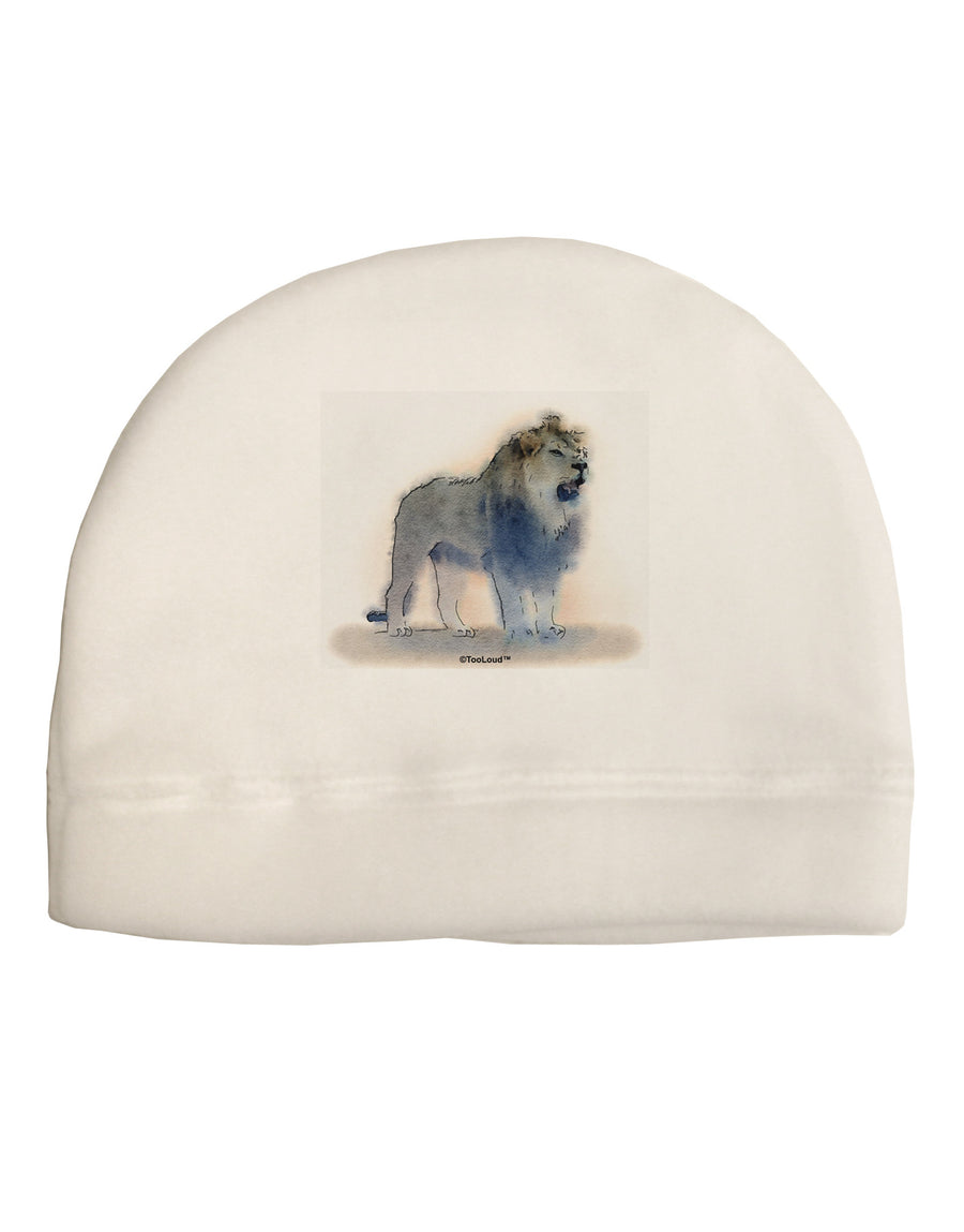 Lion Watercolor B Adult Fleece Beanie Cap Hat-Beanie-TooLoud-White-One-Size-Fits-Most-Davson Sales