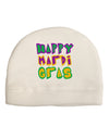 Happy Mardi Gras Text 2 Adult Fleece Beanie Cap Hat-Beanie-TooLoud-White-One-Size-Fits-Most-Davson Sales