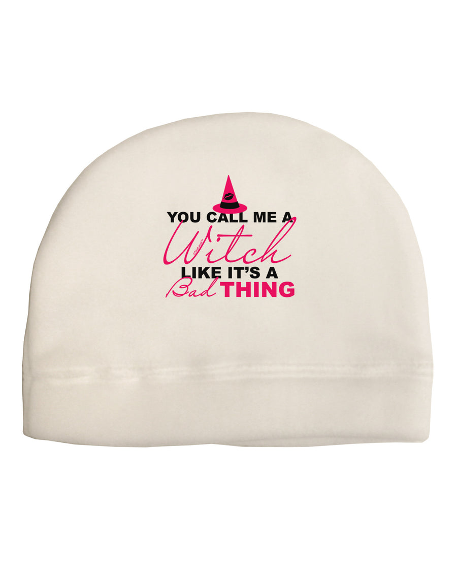 Witch - Bad Thing Text Adult Fleece Beanie Cap Hat-Beanie-TooLoud-White-One-Size-Fits-Most-Davson Sales