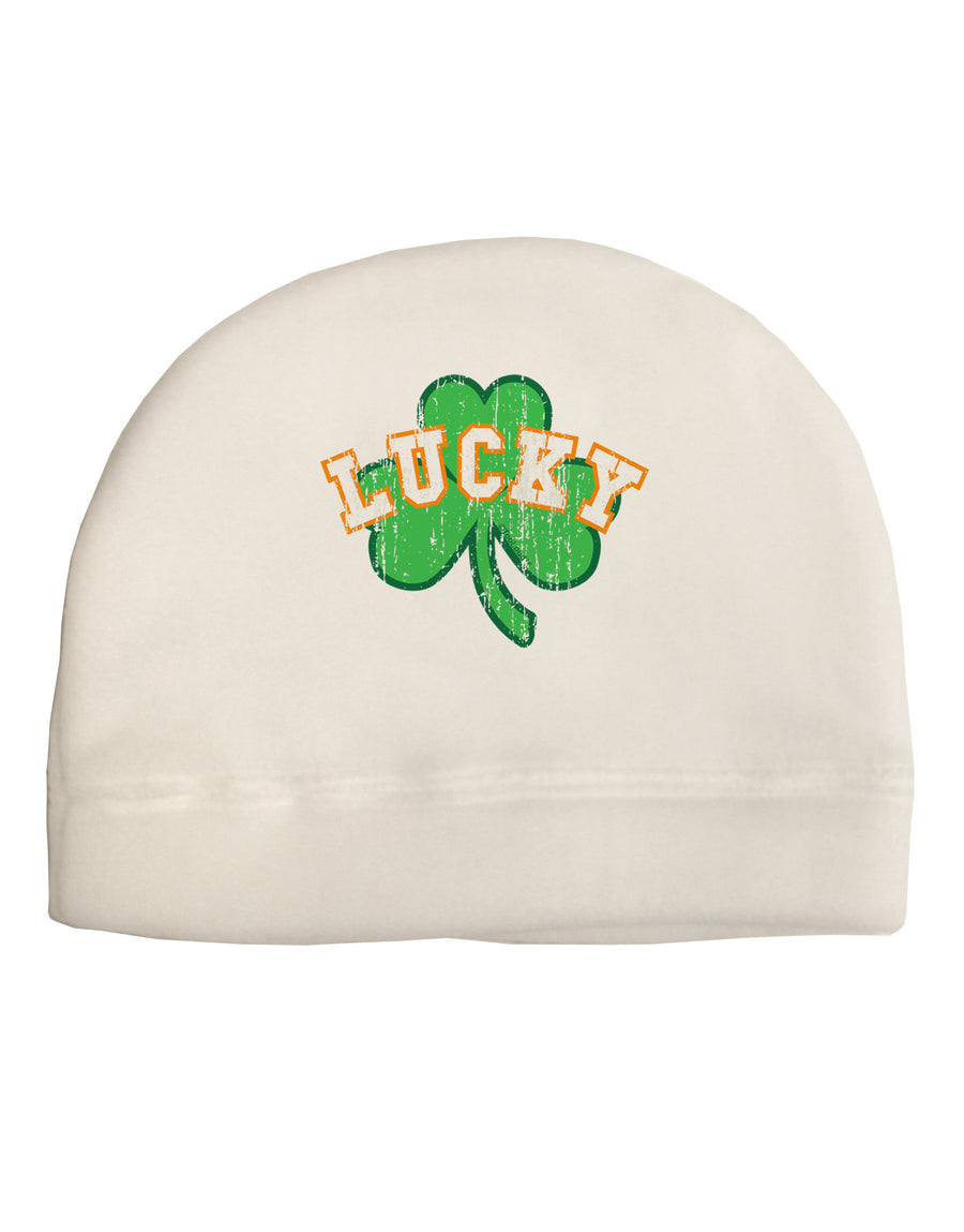 Lucky Shamrock Design Distressed Child Fleece Beanie Cap Hat by TooLoud-Beanie-TooLoud-White-One-Size-Fits-Most-Davson Sales