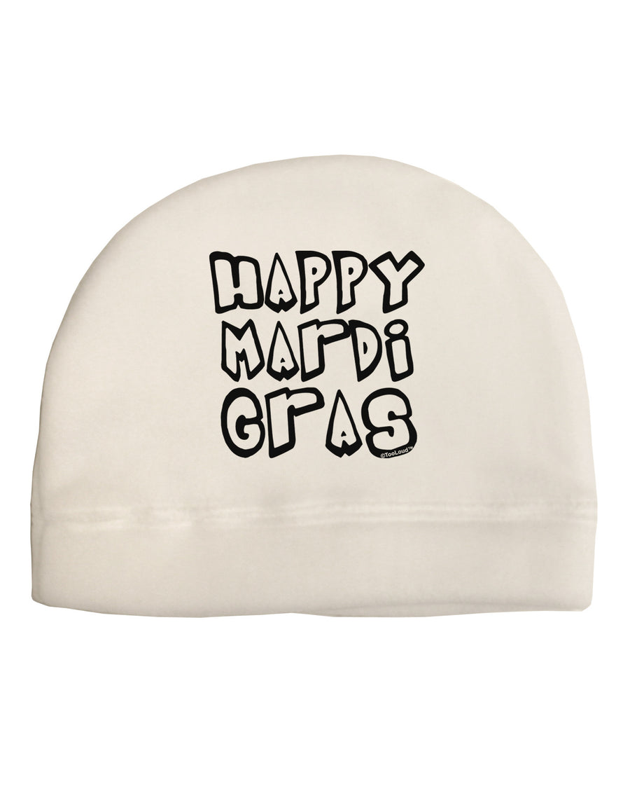 Happy Mardi Gras Text 2 BnW Child Fleece Beanie Cap Hat-Beanie-TooLoud-White-One-Size-Fits-Most-Davson Sales