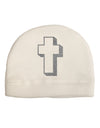 Simple Cross Design Glitter - Silver Adult Fleece Beanie Cap Hat by TooLoud-Beanie-TooLoud-White-One-Size-Fits-Most-Davson Sales