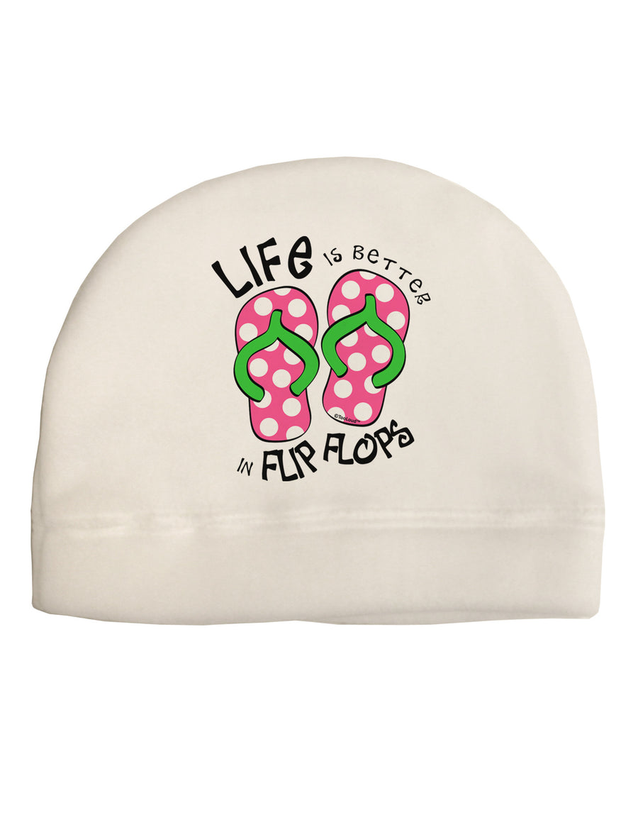 Life is Better in Flip Flops - Pink and Green Child Fleece Beanie Cap Hat-Beanie-TooLoud-White-One-Size-Fits-Most-Davson Sales