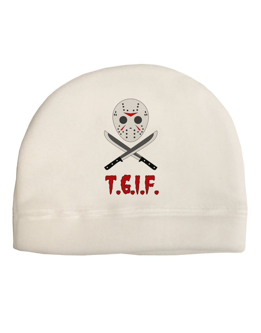 Scary Mask With Machete - TGIF Adult Fleece Beanie Cap Hat-Beanie-TooLoud-White-One-Size-Fits-Most-Davson Sales