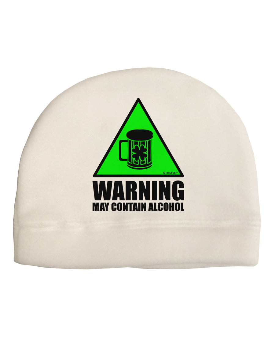 Warning May Contain Alcohol Adult Fleece Beanie Cap Hat by TooLoud-Beanie-TooLoud-White-One-Size-Fits-Most-Davson Sales