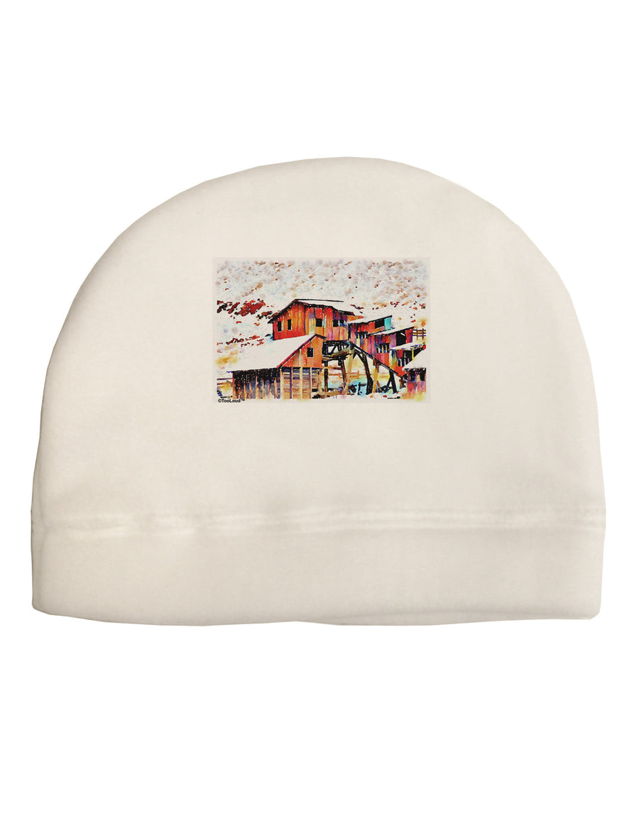 Mine Scene Colorado Watercolor Child Fleece Beanie Cap Hat-Beanie-TooLoud-White-One-Size-Fits-Most-Davson Sales