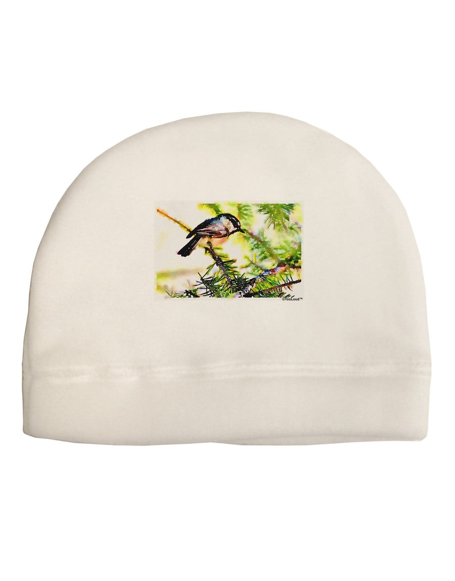 CO Chickadee Watercolor Adult Fleece Beanie Cap Hat-Beanie-TooLoud-White-One-Size-Fits-Most-Davson Sales