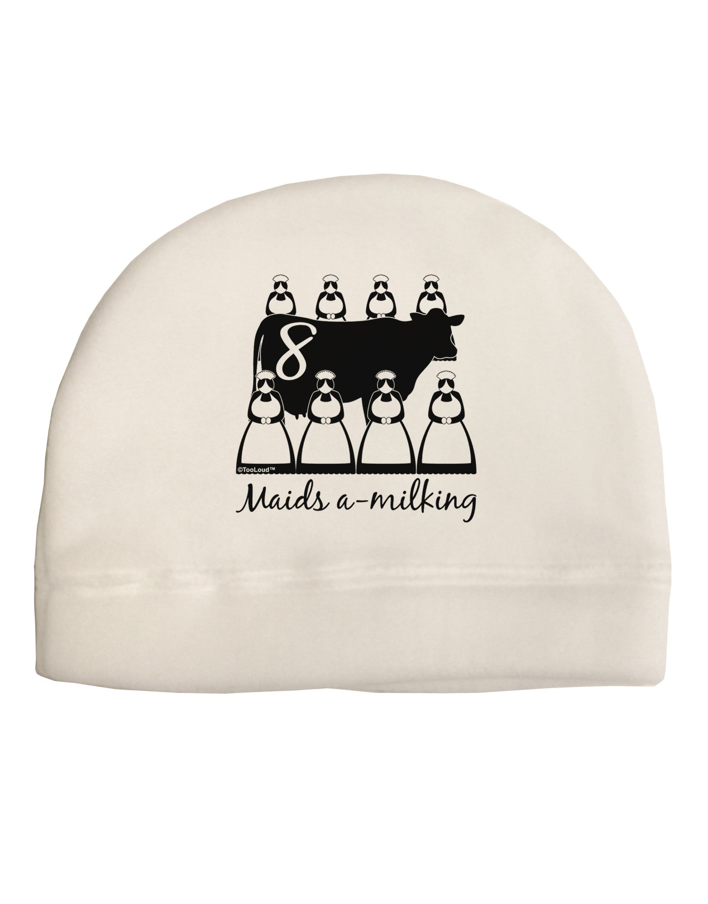 Eight Maids A Milking Text Adult Fleece Beanie Cap Hat-Beanie-TooLoud-White-One-Size-Fits-Most-Davson Sales