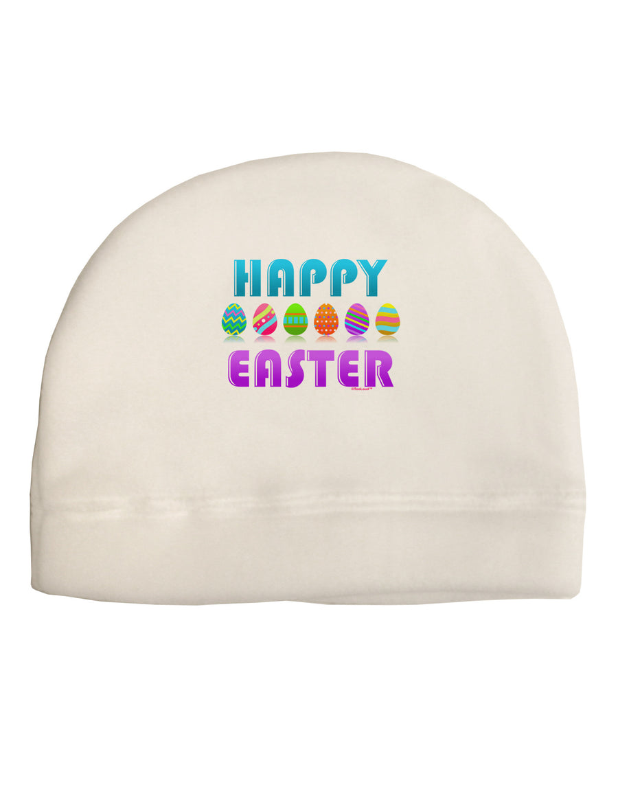 Happy Easter Decorated Eggs Adult Fleece Beanie Cap Hat-Beanie-TooLoud-White-One-Size-Fits-Most-Davson Sales