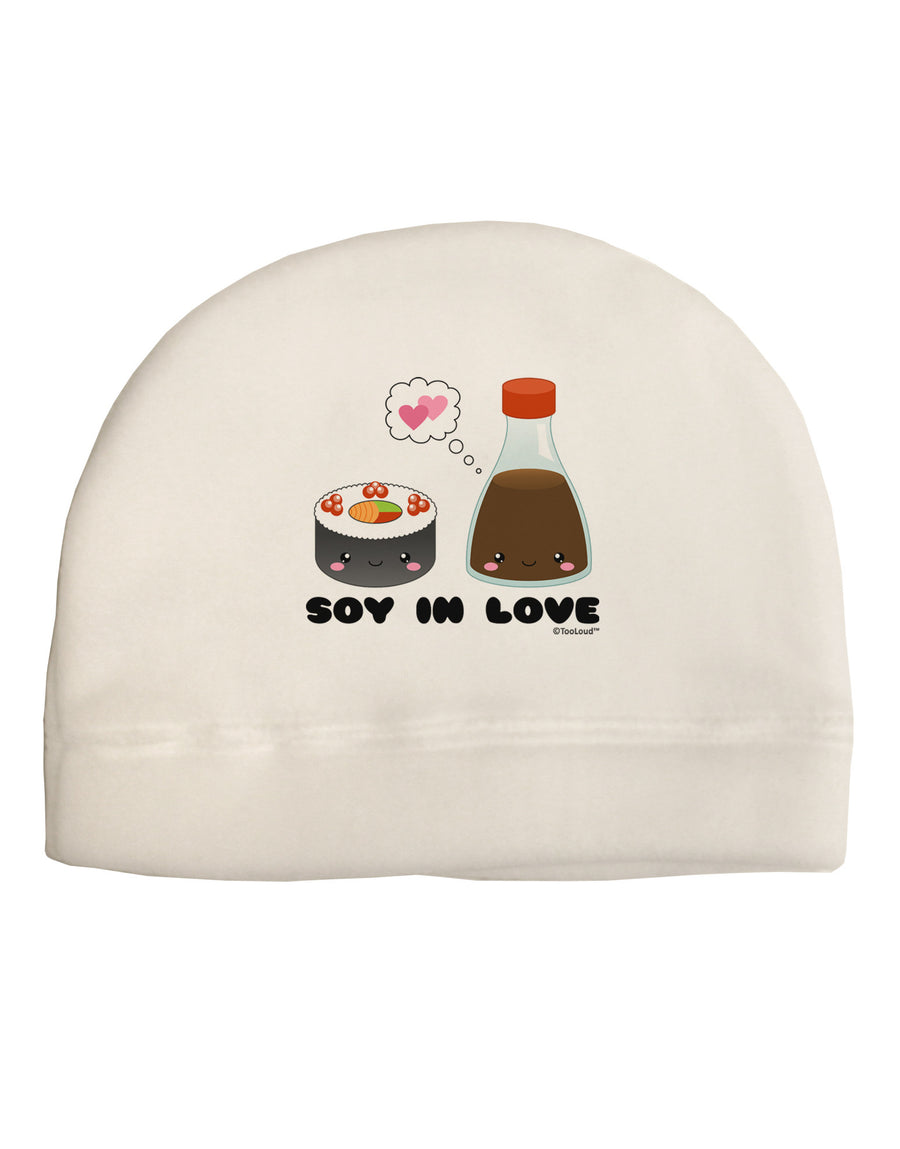 Cute Sushi and Soy Sauce - Soy In Love Adult Fleece Beanie Cap Hat by TooLoud-Beanie-TooLoud-White-One-Size-Fits-Most-Davson Sales