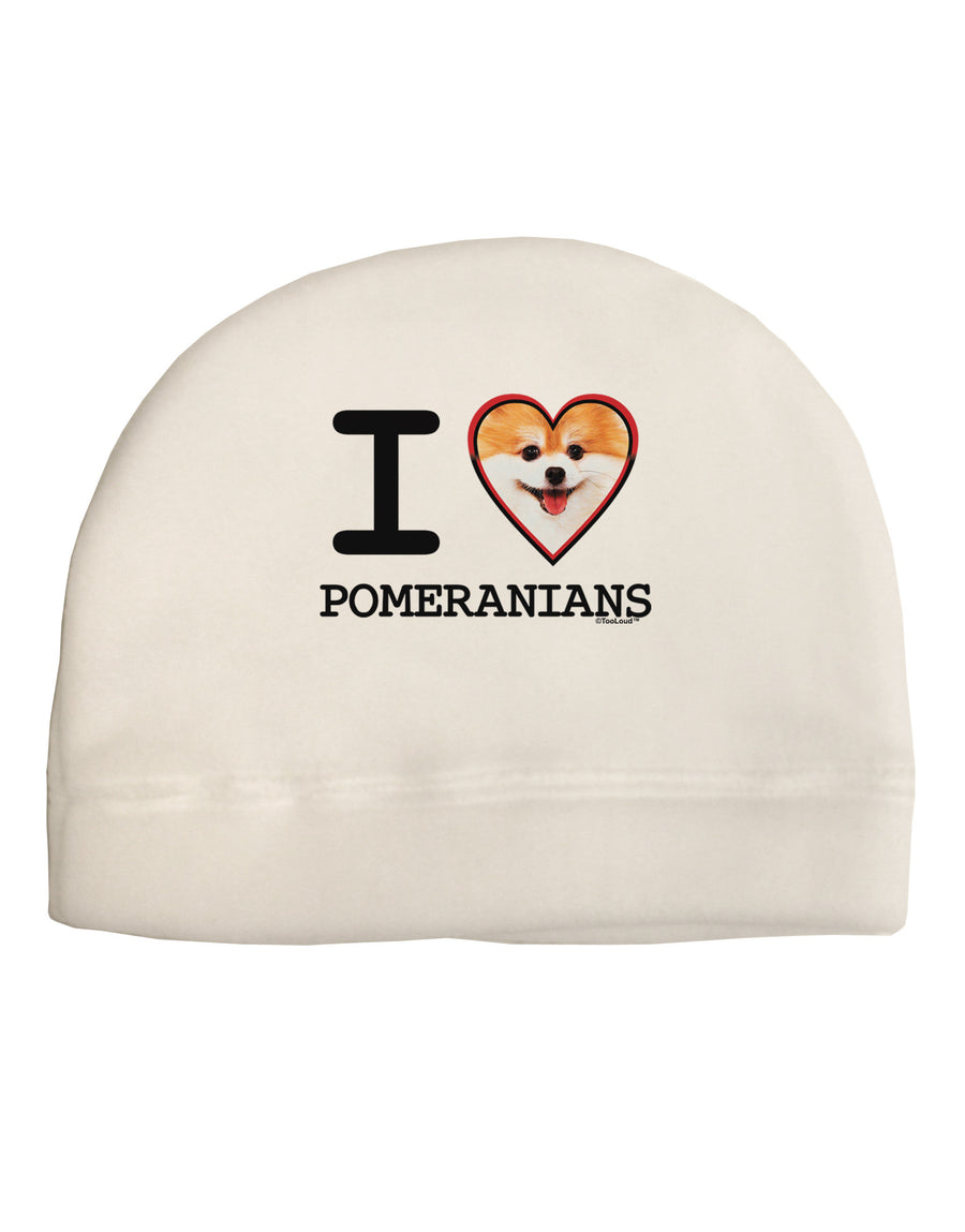 I Love Heart Pomeranians Adult Fleece Beanie Cap Hat-Beanie-TooLoud-White-One-Size-Fits-Most-Davson Sales