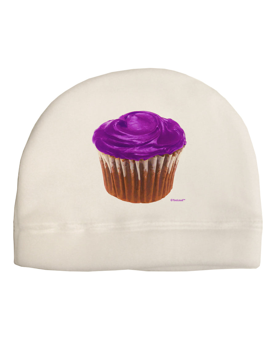 Giant Bright Purple Cupcake Adult Fleece Beanie Cap Hat by TooLoud-Beanie-TooLoud-White-One-Size-Fits-Most-Davson Sales