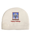 Frosty Window - Happy Holidays Adult Fleece Beanie Cap Hat-Beanie-TooLoud-White-One-Size-Fits-Most-Davson Sales