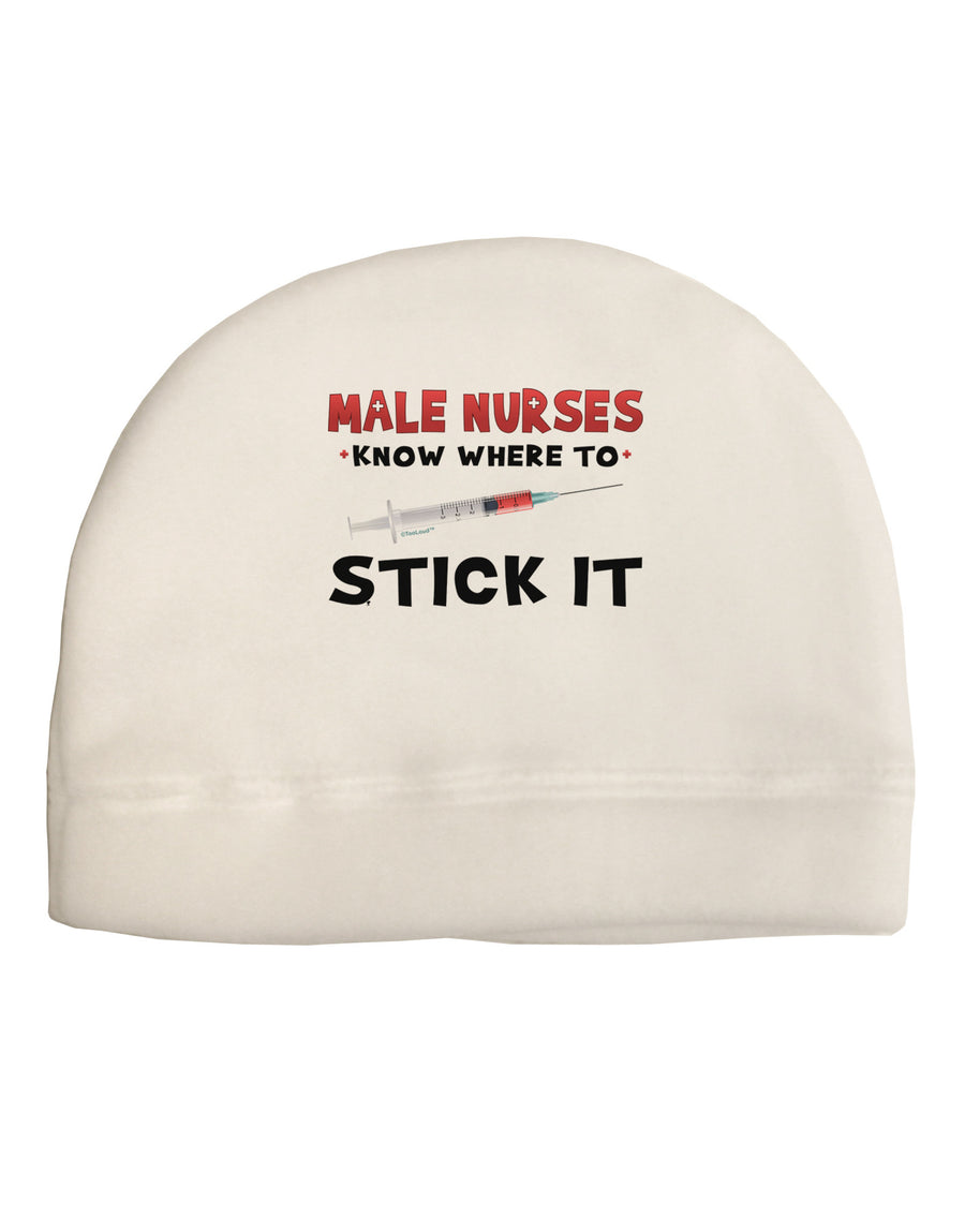 Male Nurses - Stick It Adult Fleece Beanie Cap Hat-Beanie-TooLoud-White-One-Size-Fits-Most-Davson Sales