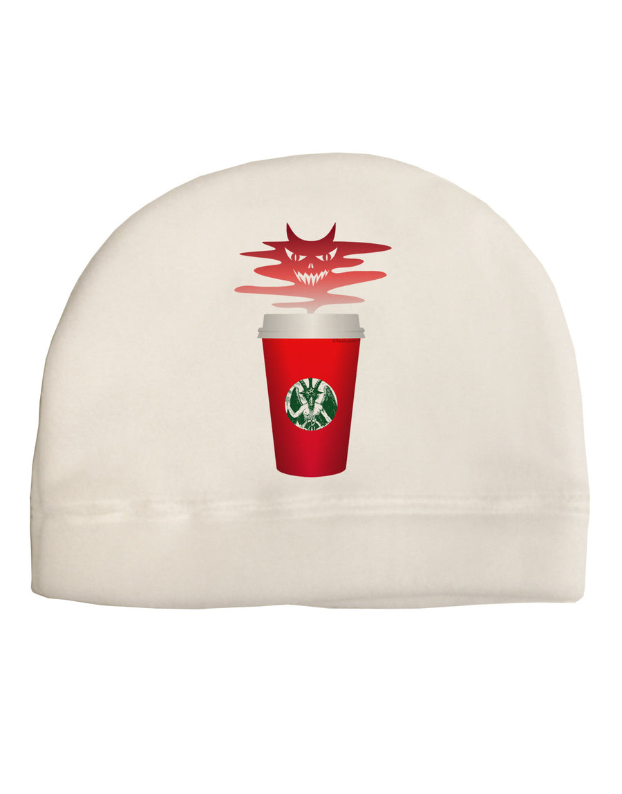 Red Cup Satan Coffee Adult Fleece Beanie Cap Hat by-Beanie-TooLoud-White-One-Size-Fits-Most-Davson Sales