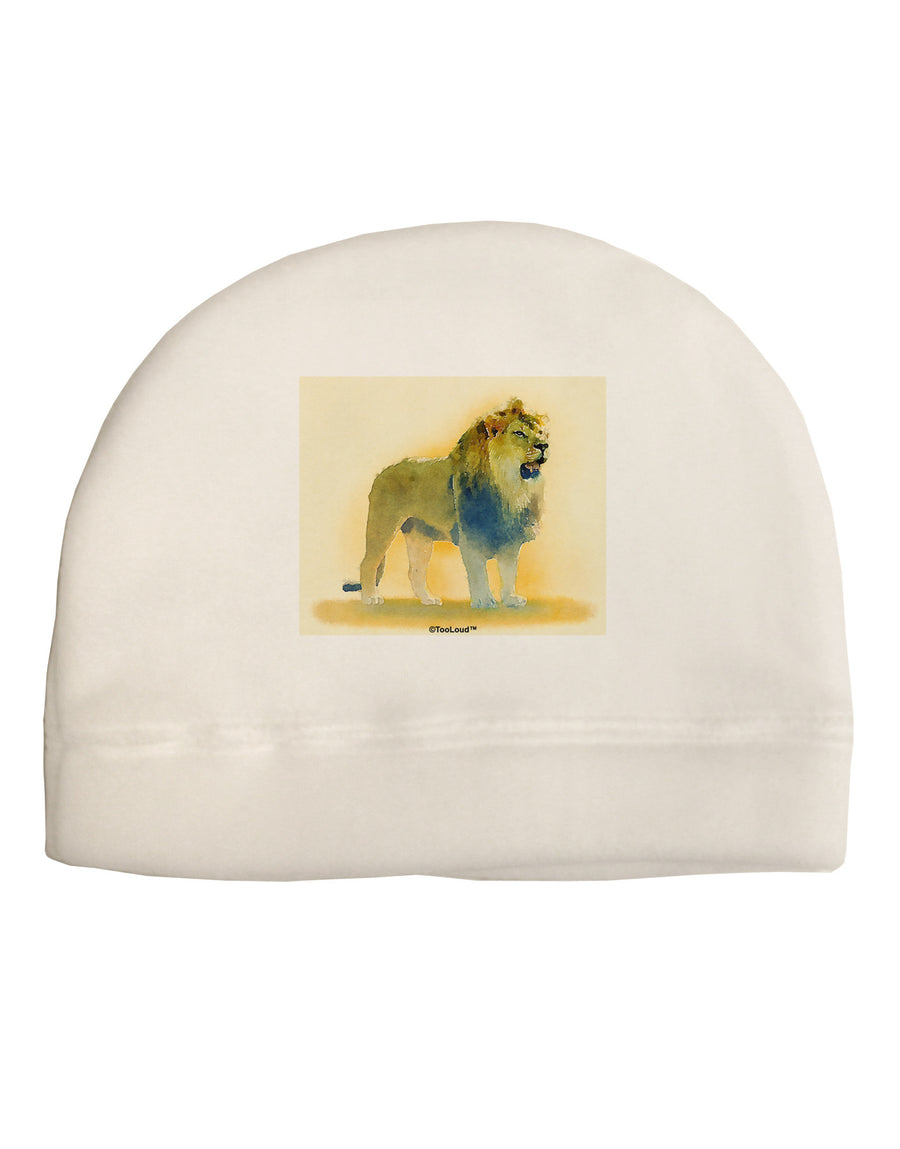 Lion Watercolor 1 Adult Fleece Beanie Cap Hat-Beanie-TooLoud-White-One-Size-Fits-Most-Davson Sales