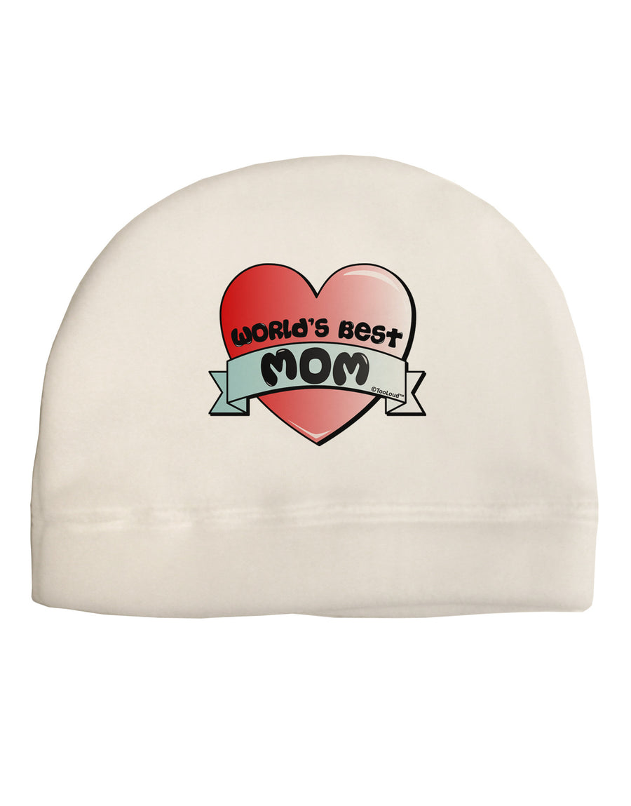 World's Best Mom - Heart Banner Design Adult Fleece Beanie Cap Hat by TooLoud-Beanie-TooLoud-White-One-Size-Fits-Most-Davson Sales