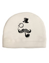 Classy Tophat Mustache Pipe and Monocle Adult Fleece Beanie Cap Hat-Beanie-TooLoud-White-One-Size-Fits-Most-Davson Sales