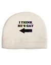 I Think He's Gay Left Adult Fleece Beanie Cap Hat by TooLoud-Beanie-TooLoud-White-One-Size-Fits-Most-Davson Sales