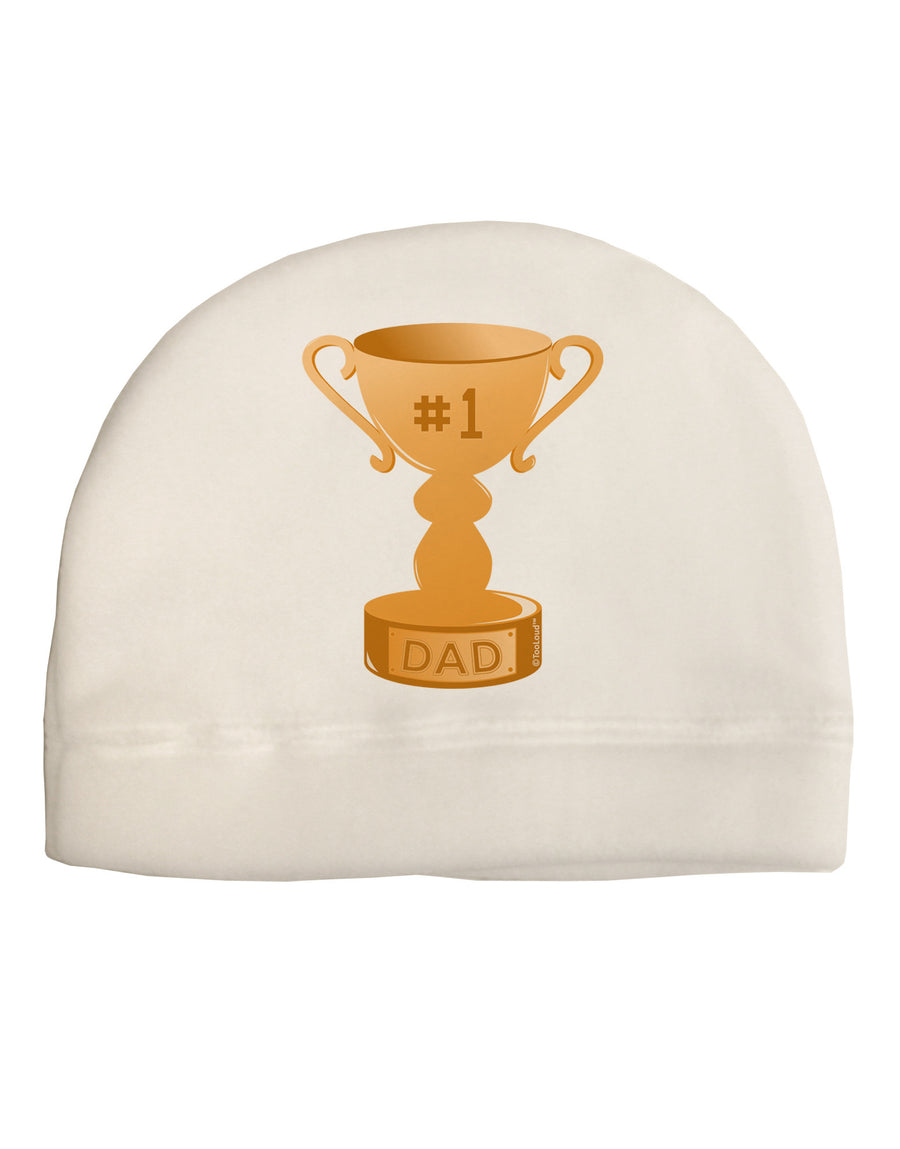 Number One Dad Trophy Adult Fleece Beanie Cap Hat-Beanie-TooLoud-White-One-Size-Fits-Most-Davson Sales