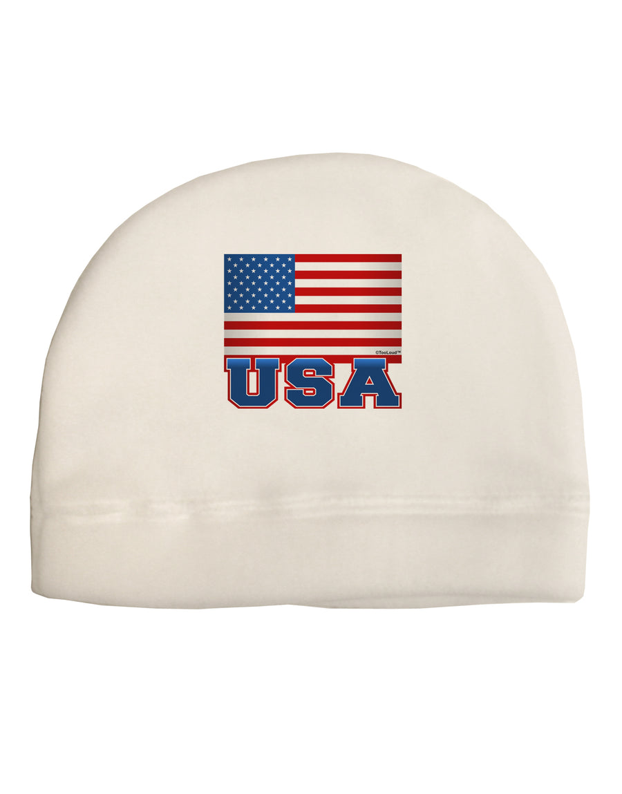 USA Flag Child Fleece Beanie Cap Hat by TooLoud-Beanie-TooLoud-White-One-Size-Fits-Most-Davson Sales