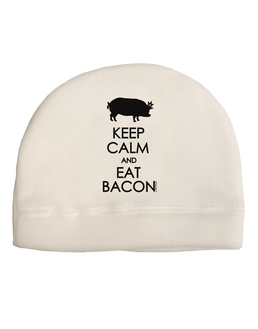 Keep Calm and Eat Bacon Adult Fleece Beanie Cap Hat-Beanie-TooLoud-White-One-Size-Fits-Most-Davson Sales