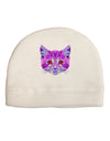 Geometric Kitty Purple Adult Fleece Beanie Cap Hat-Beanie-TooLoud-White-One-Size-Fits-Most-Davson Sales