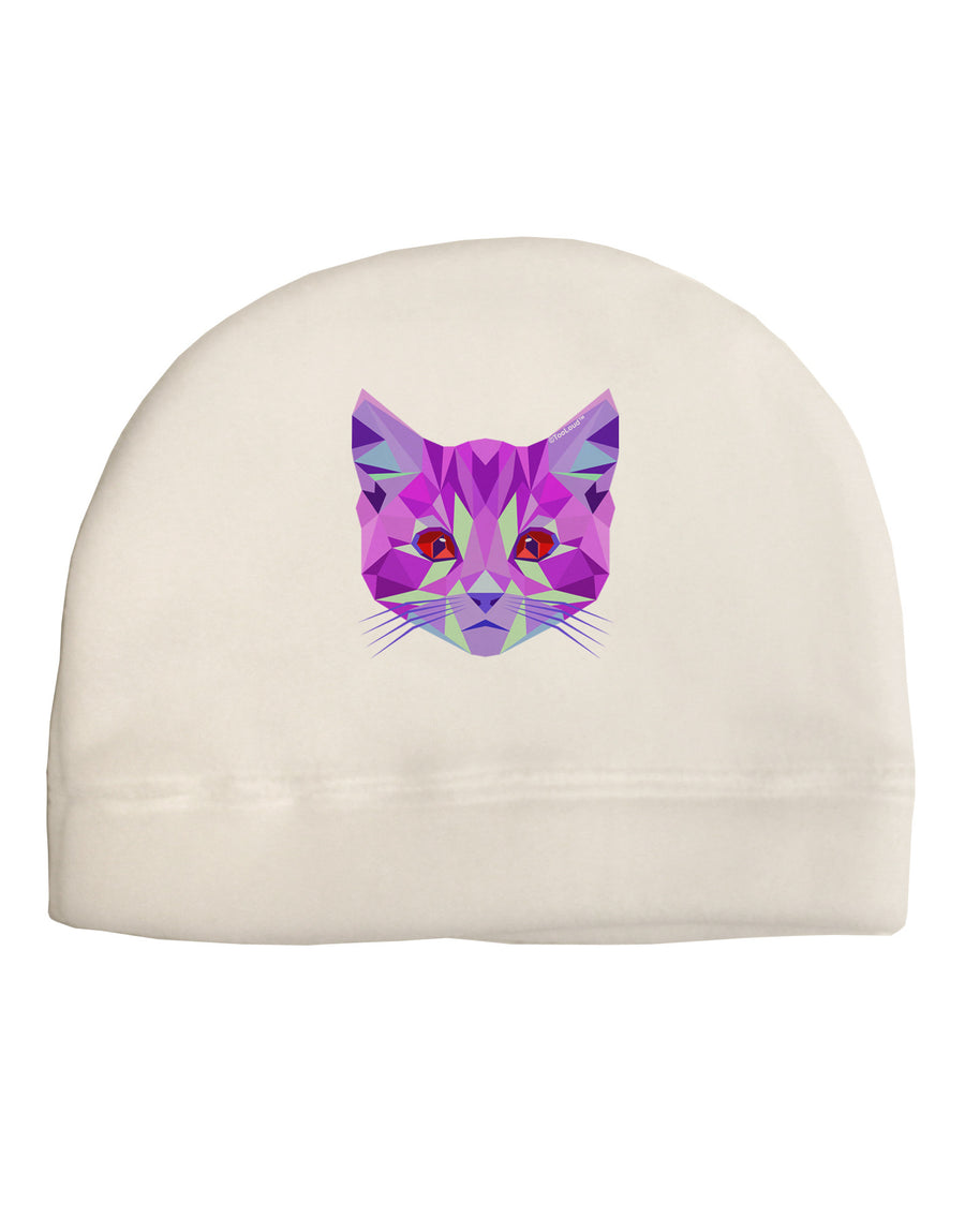 Geometric Kitty Purple Adult Fleece Beanie Cap Hat-Beanie-TooLoud-White-One-Size-Fits-Most-Davson Sales