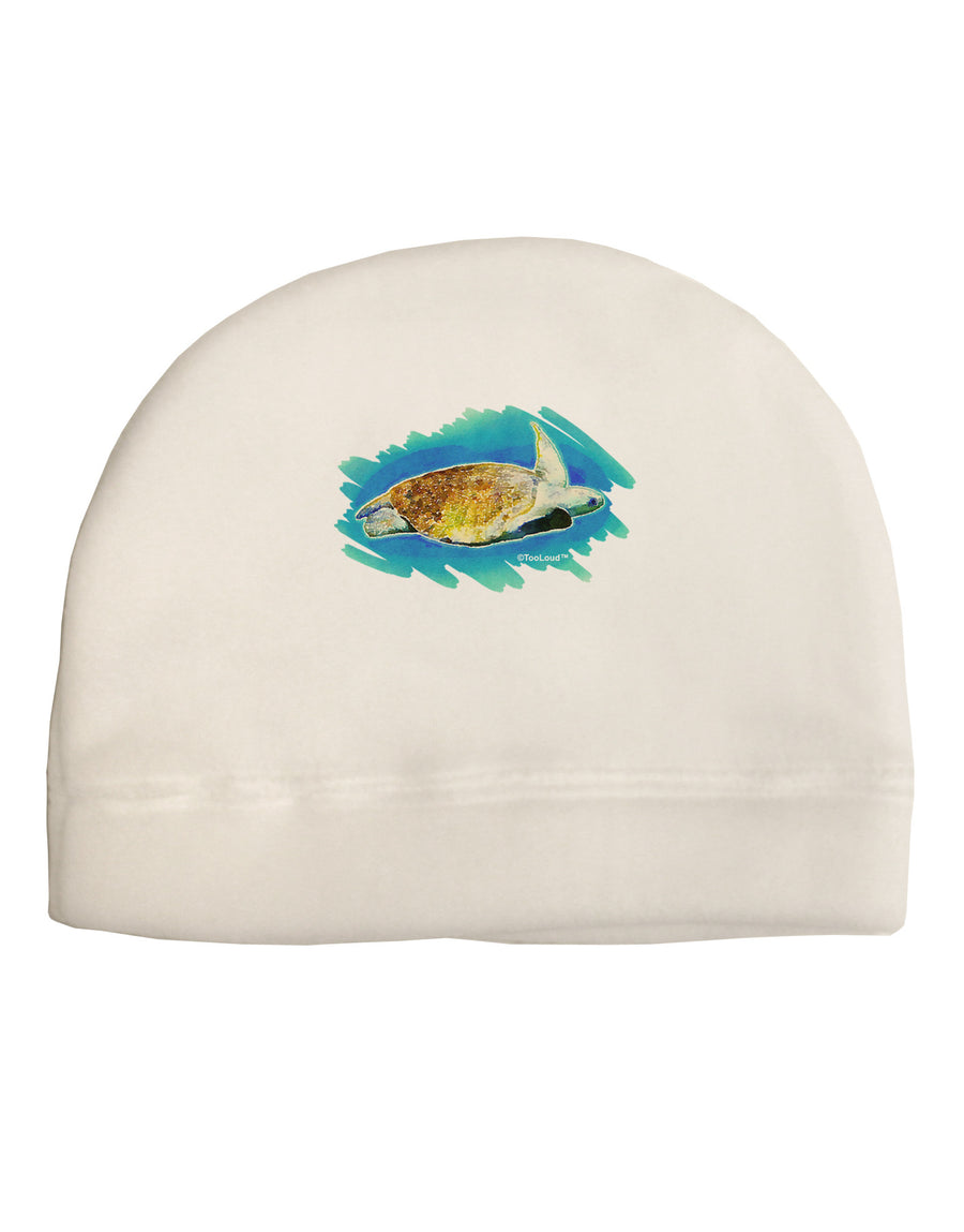 Turtle Watercolor Adult Fleece Beanie Cap Hat-Beanie-TooLoud-White-One-Size-Fits-Most-Davson Sales