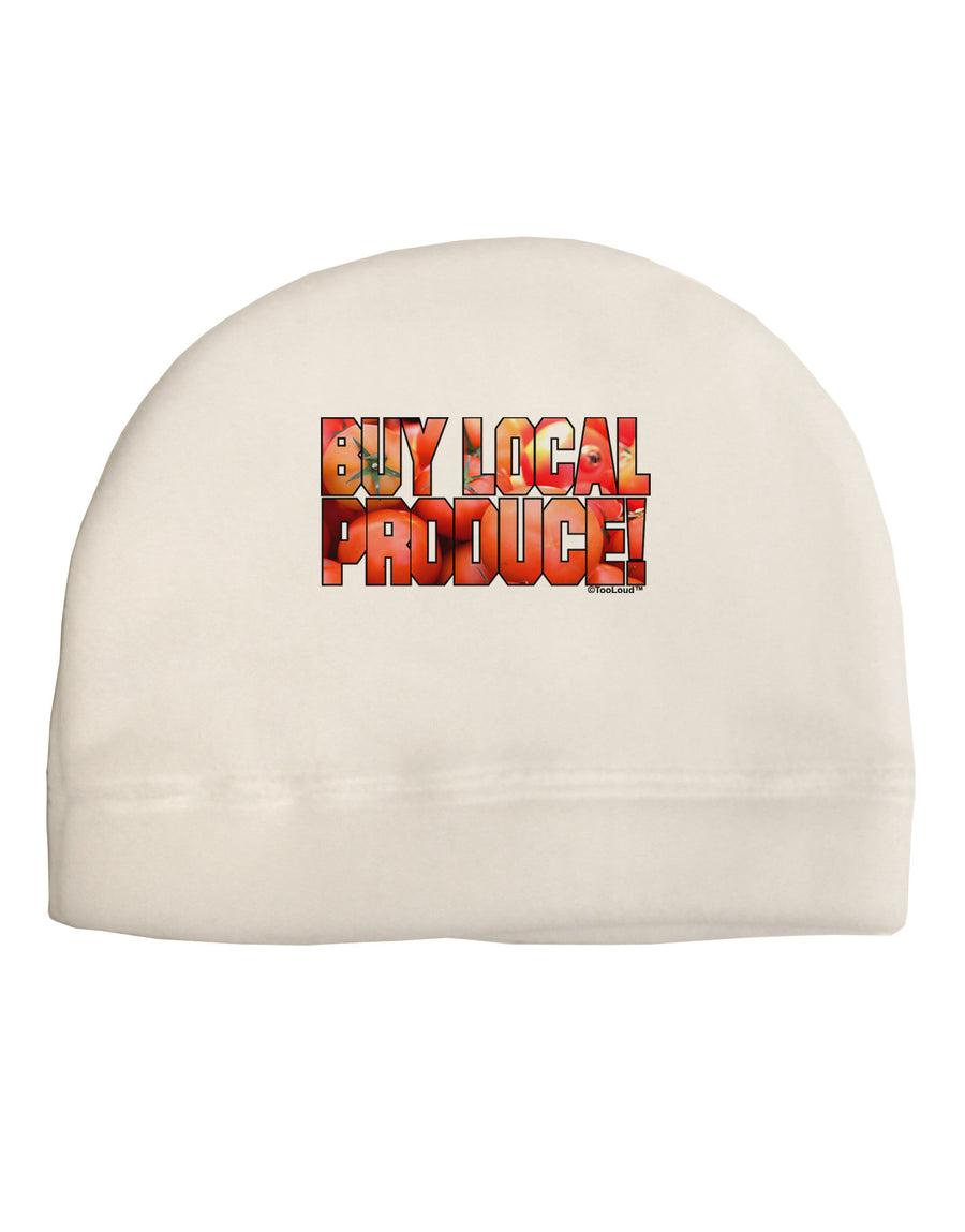 Buy Local Produce Tomatoes Text Adult Fleece Beanie Cap Hat-Beanie-TooLoud-White-One-Size-Fits-Most-Davson Sales