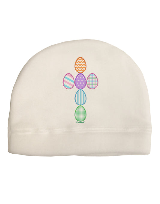 Easter Egg Cross Faux Applique Adult Fleece Beanie Cap Hat-Beanie-TooLoud-White-One-Size-Fits-Most-Davson Sales