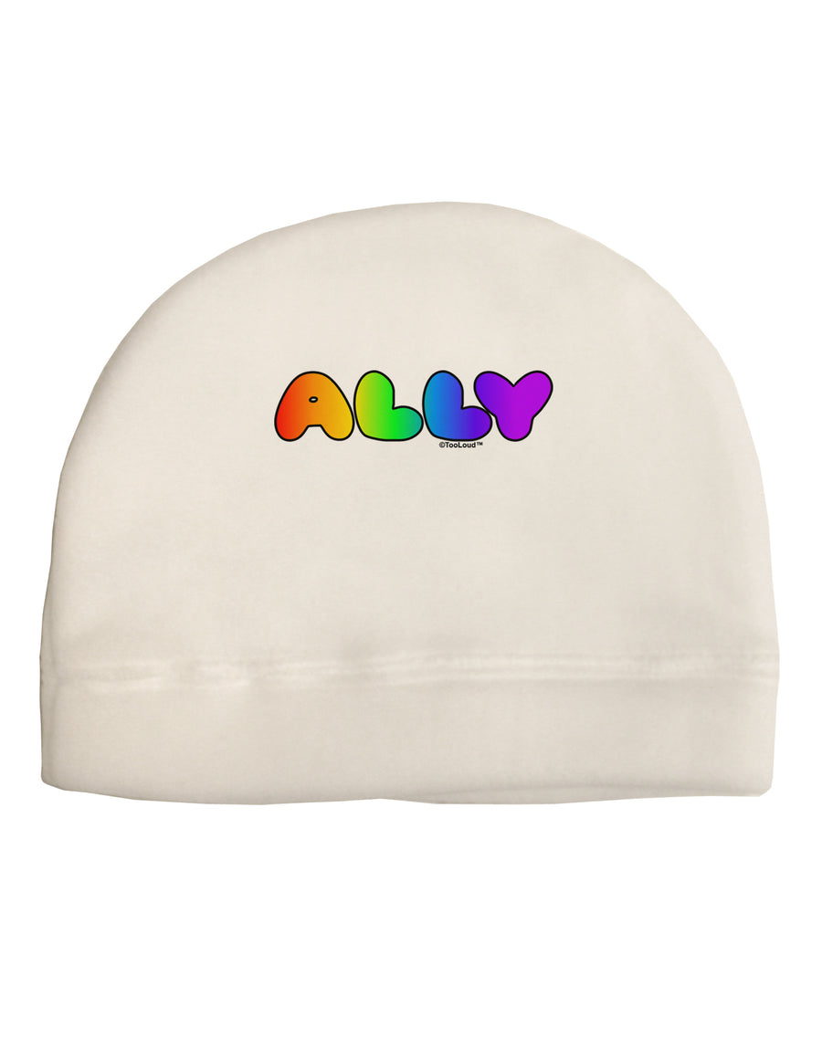 LGBT Ally Rainbow Text Adult Fleece Beanie Cap Hat by TooLoud-Beanie-TooLoud-White-One-Size-Fits-Most-Davson Sales