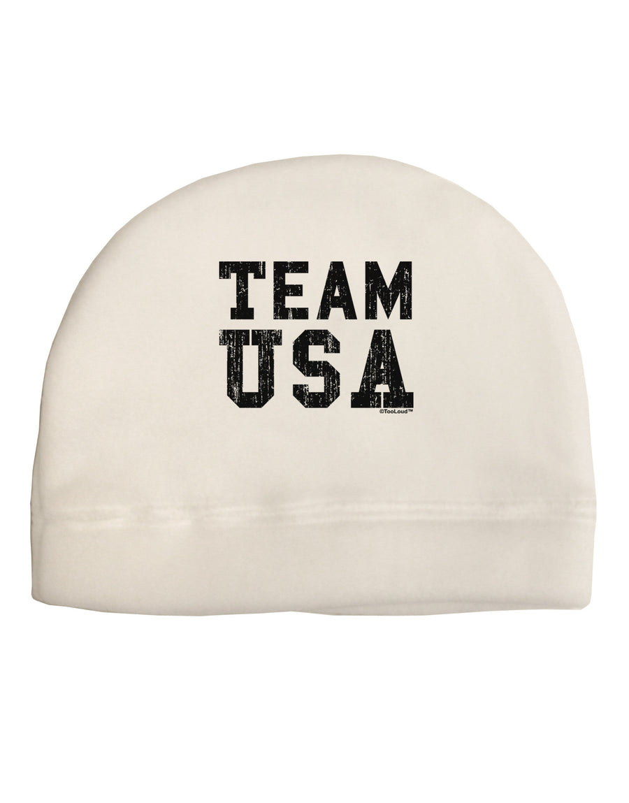 Team USA Distressed Text Child Fleece Beanie Cap Hat-Beanie-TooLoud-White-One-Size-Fits-Most-Davson Sales