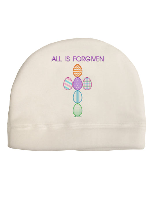 All is forgiven Cross Faux Applique Adult Fleece Beanie Cap Hat-Beanie-TooLoud-White-One-Size-Fits-Most-Davson Sales