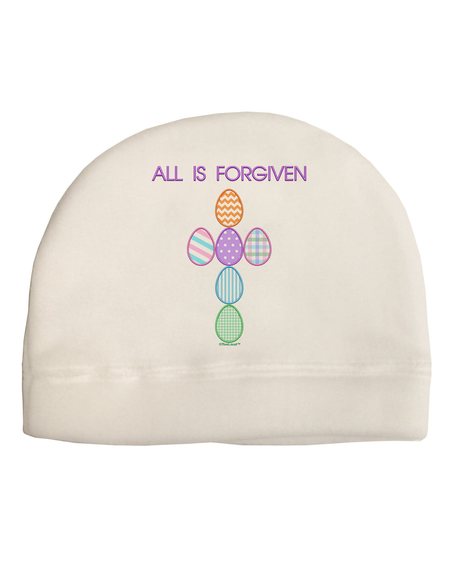 All is forgiven Cross Faux Applique Adult Fleece Beanie Cap Hat-Beanie-TooLoud-White-One-Size-Fits-Most-Davson Sales