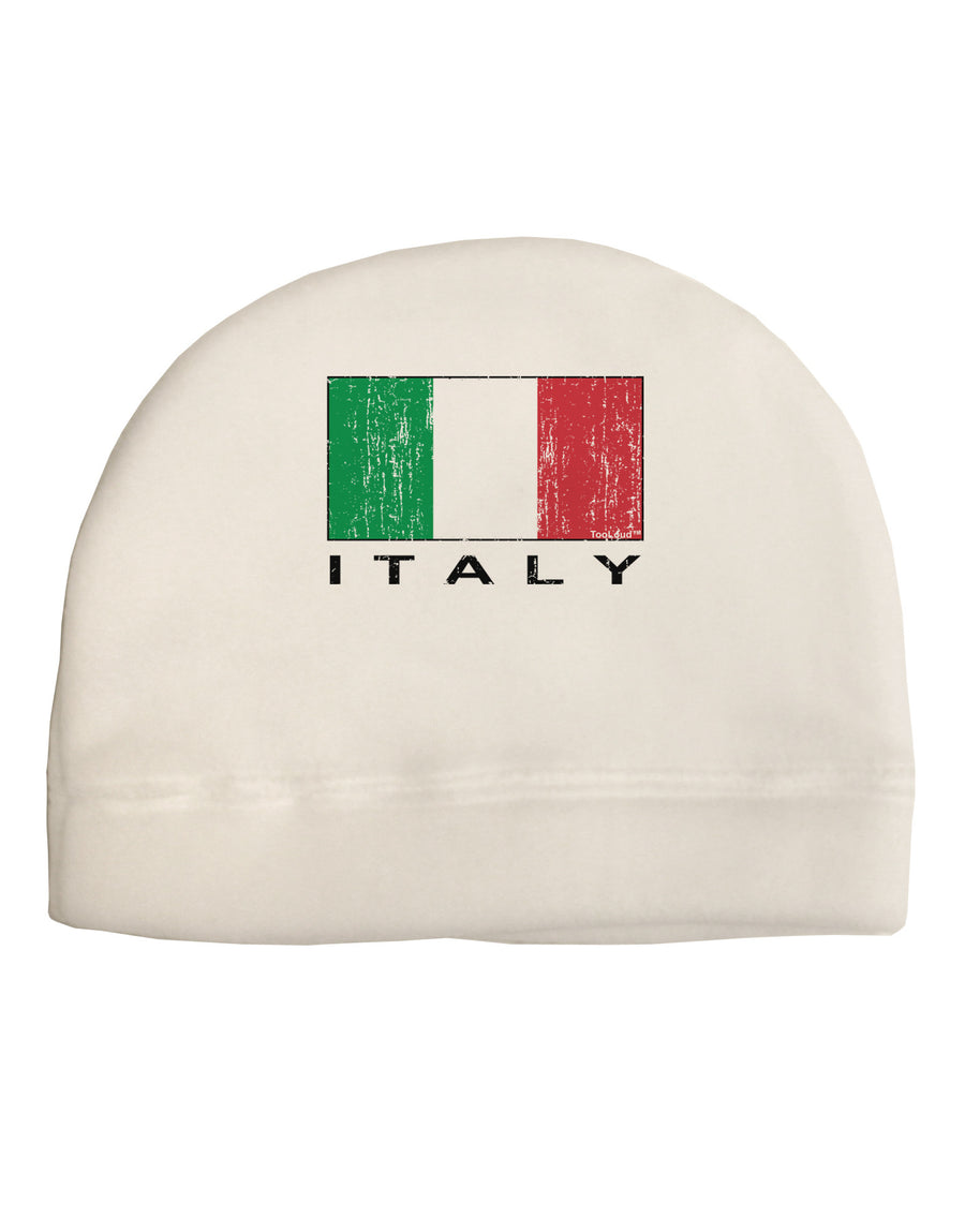 Italian Flag - Italy Text Distressed Adult Fleece Beanie Cap Hat by TooLoud-Beanie-TooLoud-White-One-Size-Fits-Most-Davson Sales