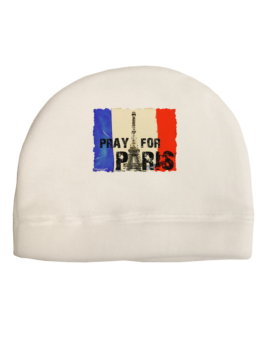 Pray For Paris Watercolor Child Fleece Beanie Cap Hat-Beanie-TooLoud-White-One-Size-Fits-Most-Davson Sales