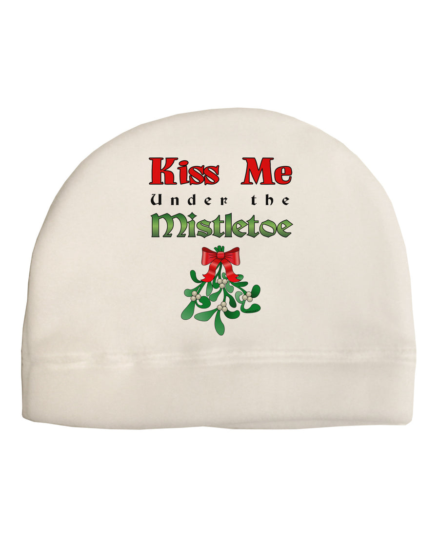 Kiss Me Under the Mistletoe Christmas Adult Fleece Beanie Cap Hat-Beanie-TooLoud-White-One-Size-Fits-Most-Davson Sales