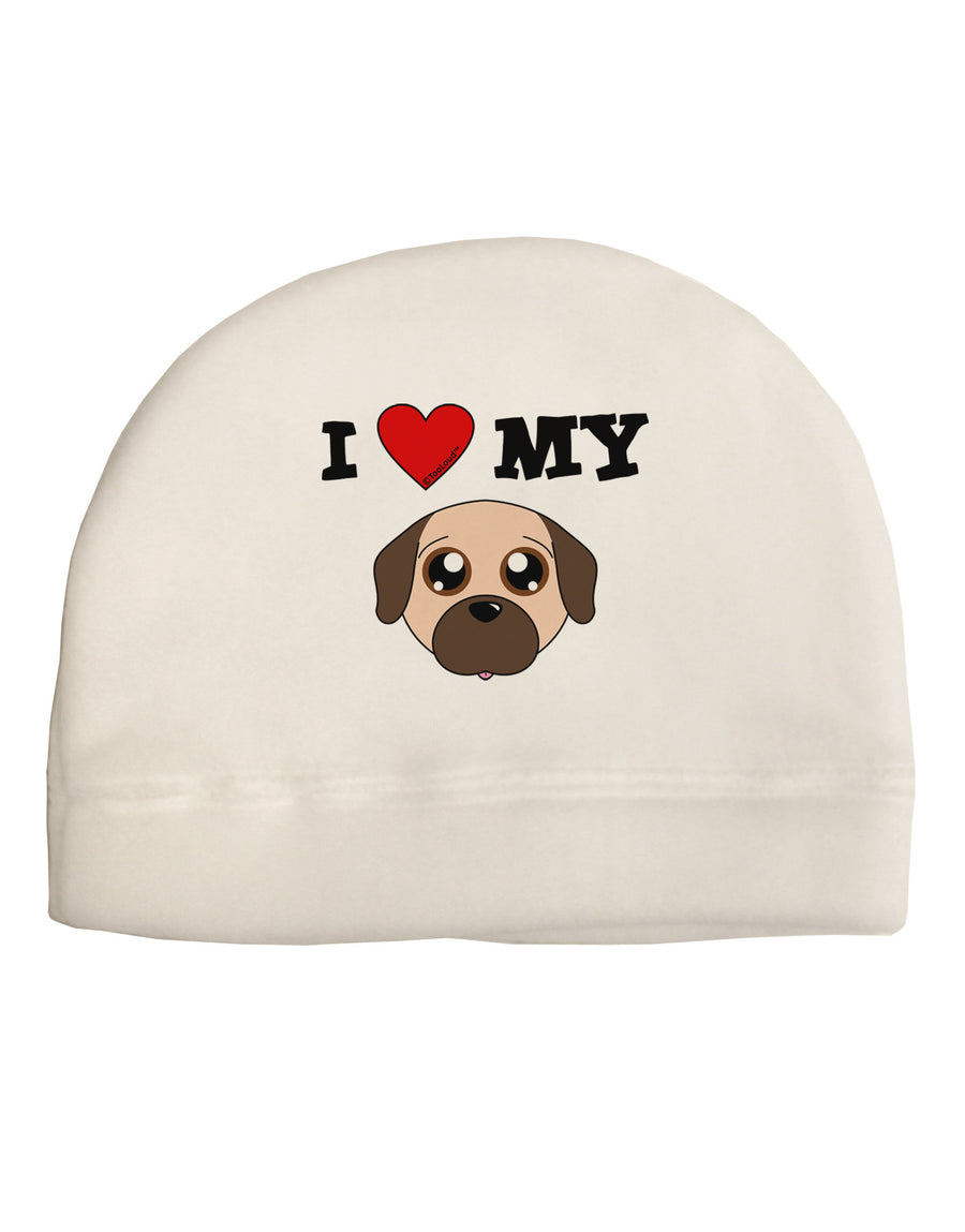 I Heart My - Cute Pug Dog - Fawn Child Fleece Beanie Cap Hat by TooLoud-Beanie-TooLoud-White-One-Size-Fits-Most-Davson Sales