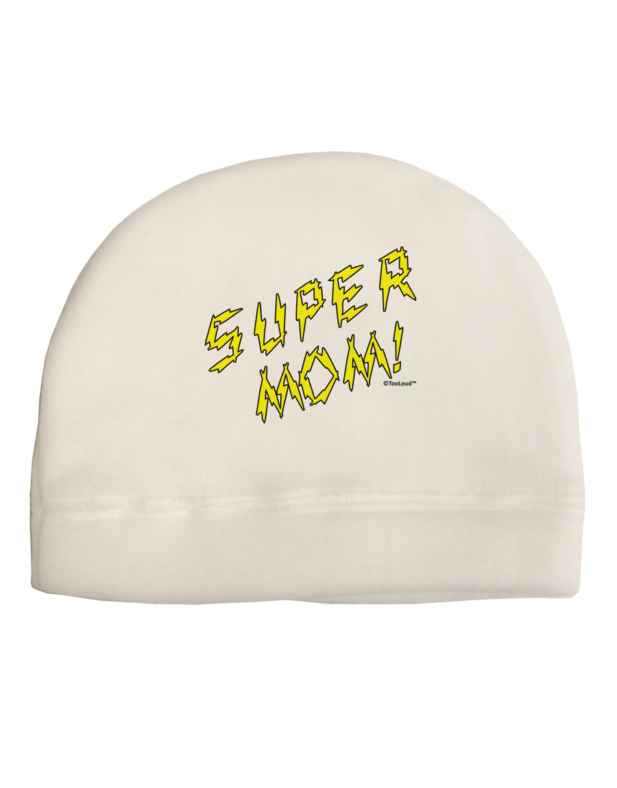 Super Mom - Lightening Bolt Design Adult Fleece Beanie Cap Hat by TooLoud-Beanie-TooLoud-White-One-Size-Fits-Most-Davson Sales