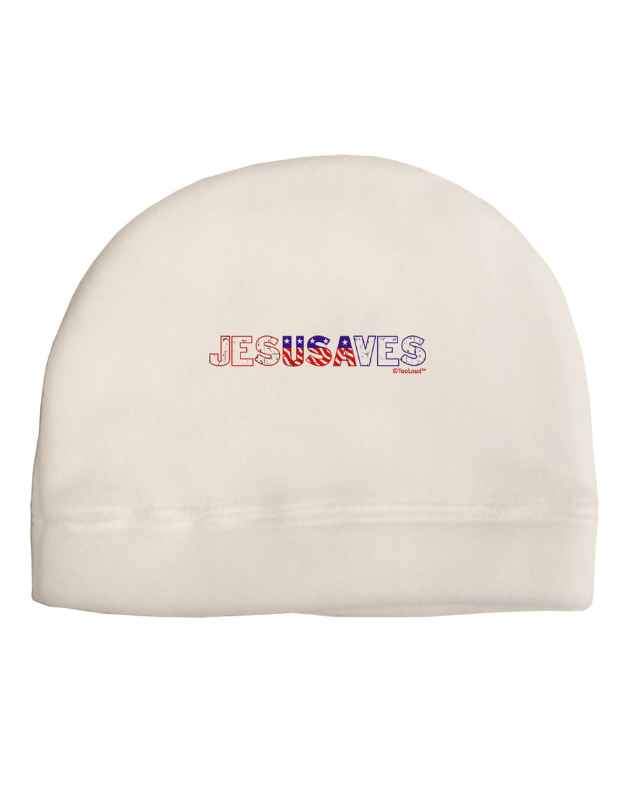 JesUSAves - Jesus Saves USA Design Adult Fleece Beanie Cap Hat by TooLoud-Beanie-TooLoud-White-One-Size-Fits-Most-Davson Sales