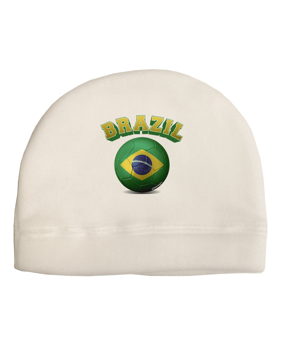 Soccer Ball Flag - Brazil Child Fleece Beanie Cap Hat-Beanie-TooLoud-White-One-Size-Fits-Most-Davson Sales