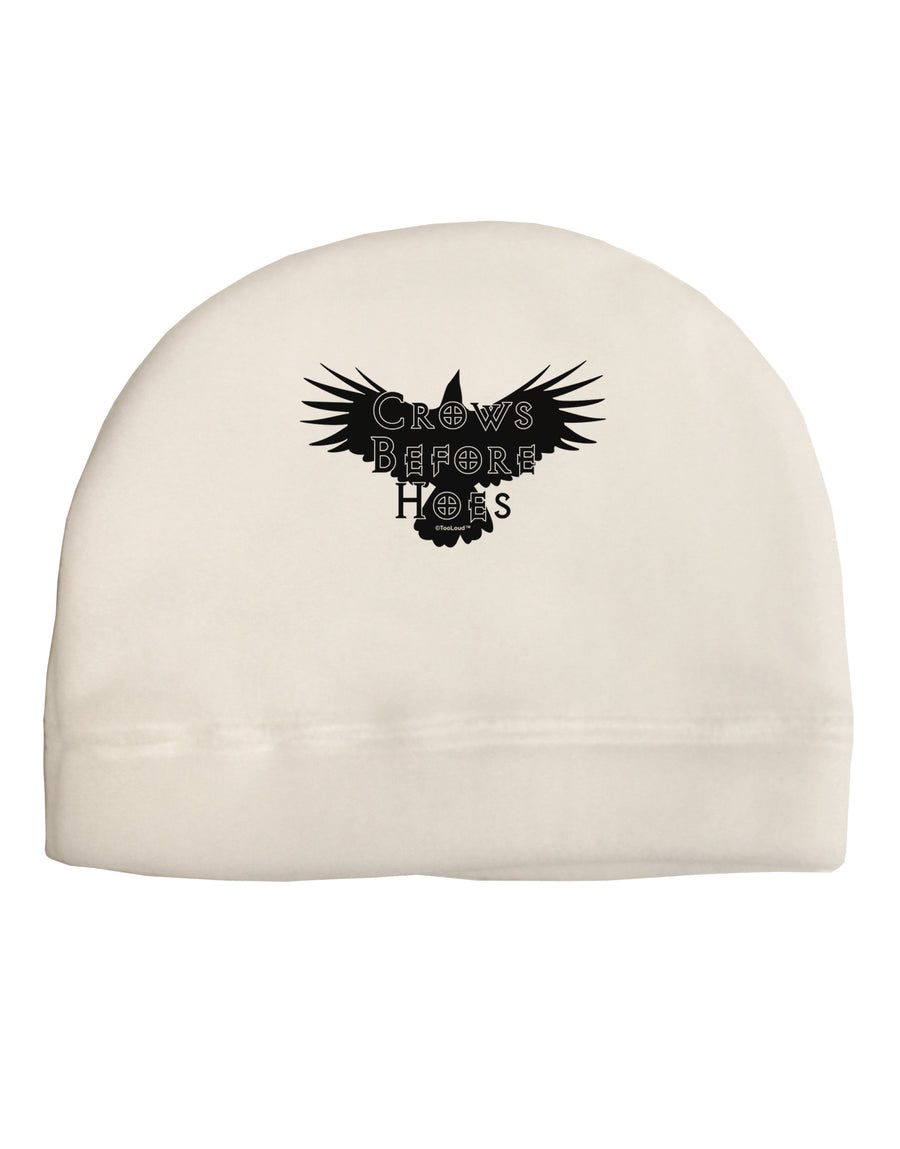 Crows Before Hoes Design Adult Fleece Beanie Cap Hat by TooLoud-Beanie-TooLoud-White-One-Size-Fits-Most-Davson Sales