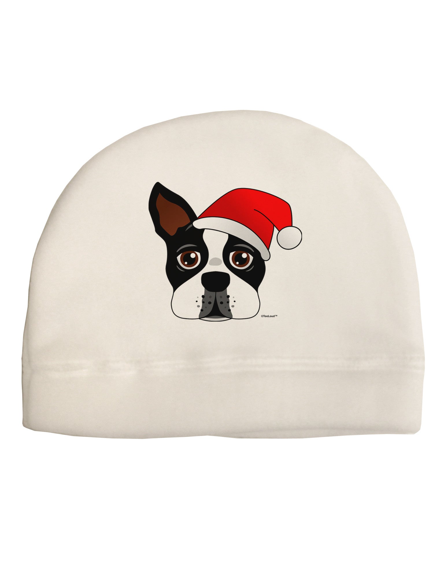 Cute Dog with Santa Hat - Christmas Adult Fleece Beanie Cap Hat-Beanie-TooLoud-White-One-Size-Fits-Most-Davson Sales
